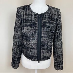 Milly Multi-Color Metallic Tweed Zip-Front Jacket
